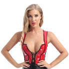 Plus Size Women Sexy Glossy Push Up PVC Leather Vest Top For Sex