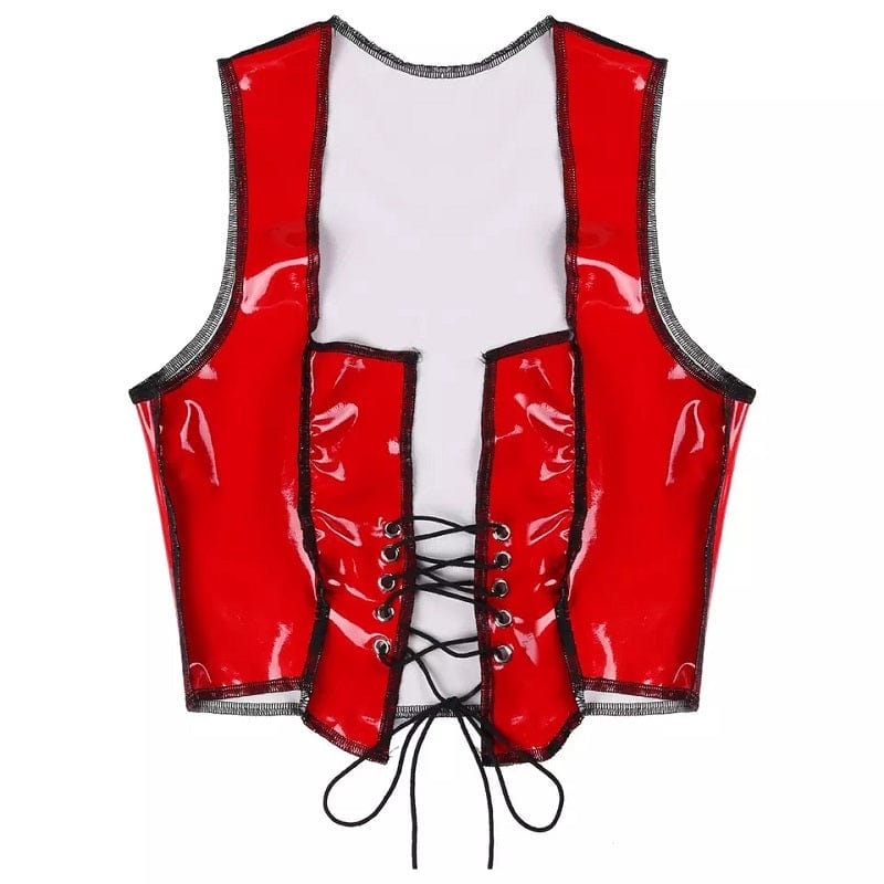 Plus Size Women Sexy Glossy Push Up PVC Leather Vest Top For Sex